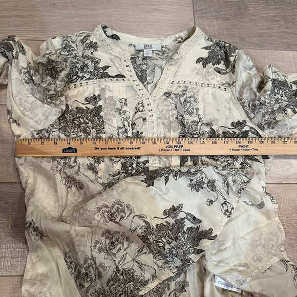 VINTAGE AMERICAN WOMENS XL CREAM TUNIC SHIRT BLOUSE - Picture 6 of 9